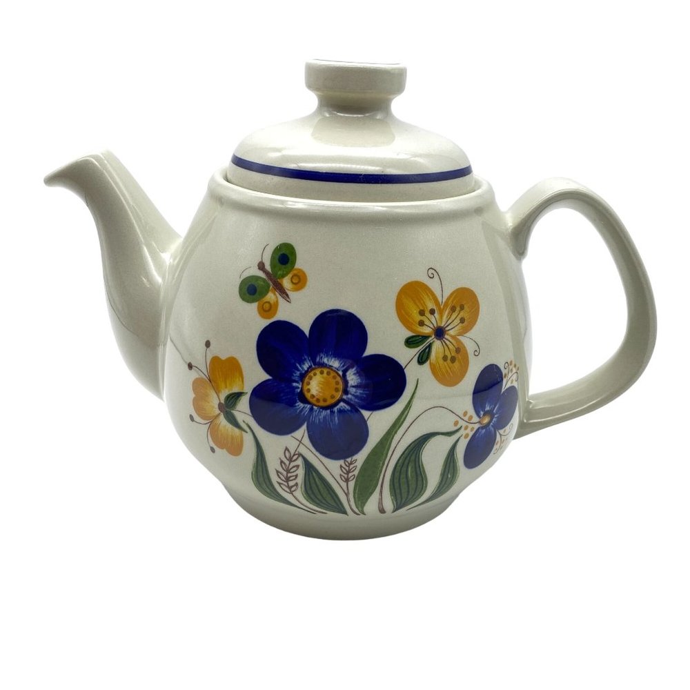 Figgjo Norway Mayflower teapot‎ vintage MCM floral Scandinavian